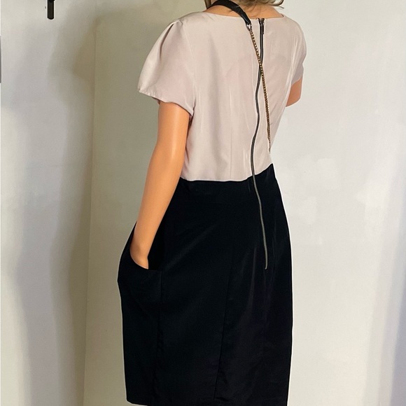 Chic Two-Tone Dress with Black - Picture 2 of 7